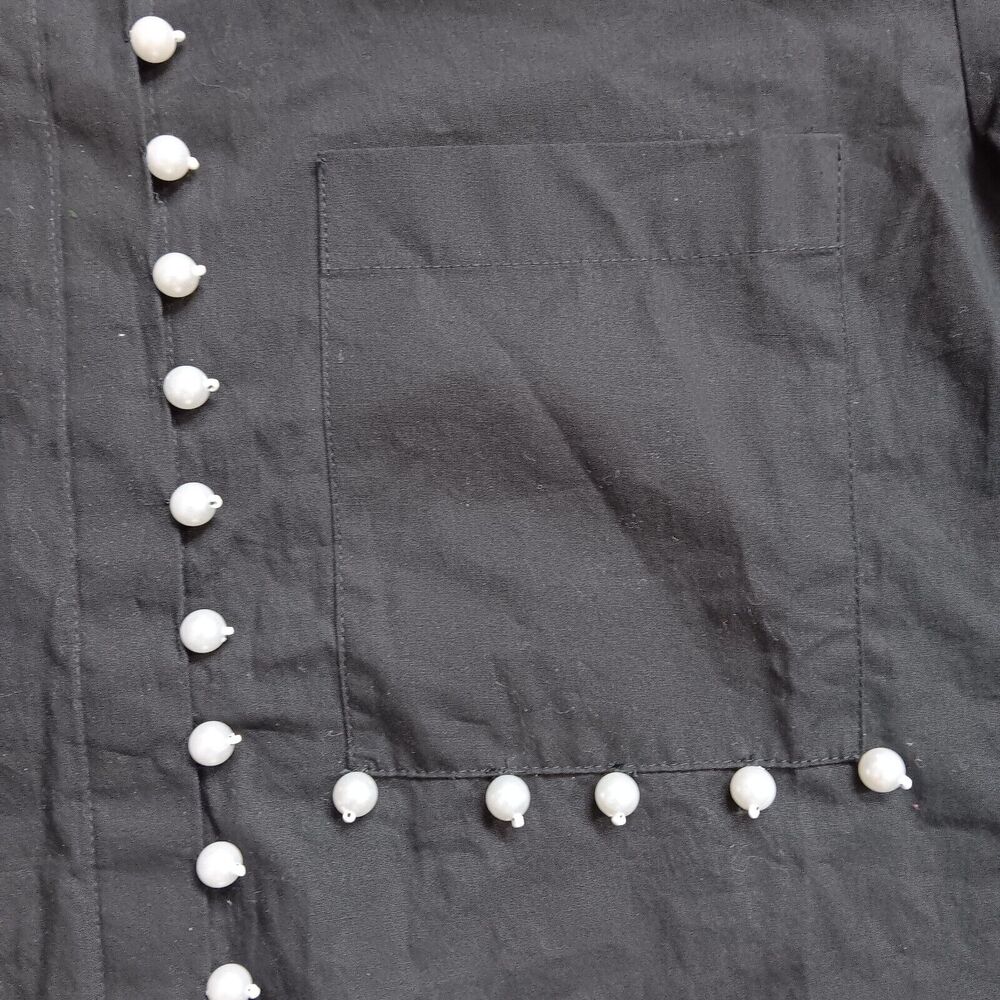 Anthropologie Top Hannah Lynn Embellished Button Down Tunic‎ Black XXS - Picture 7 of 12